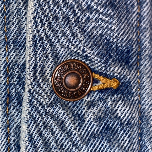 Vintage Levi's Trucker Flannel Lined Denim Blue Jean Jacket-100% Cotton USA Sz L - Picture 4 of 16